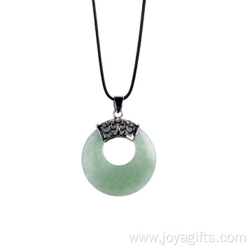 Womens Fashion Coin Green Aventurine Pendant Necklace Sweater Chain Jewelry